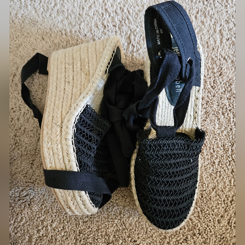 Jeffery Cambell Black Espadrille Wedge Sandals